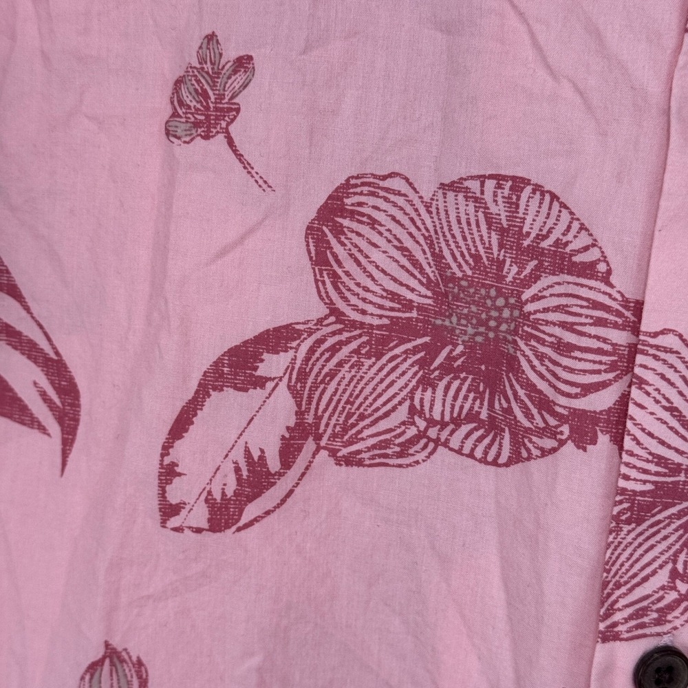 Travis Mathew Rum Ration Hawaiian Camp Shirt Men Medium Pink Red Floral Button - Picture 5 of 9